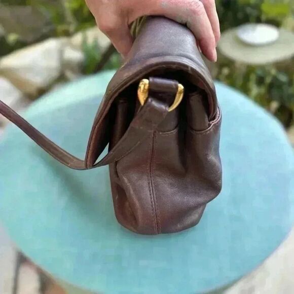 Vintage 80s 90s ETIENNE AIGNER Medium Leather Shoulder Bag Handbag Multi Section - Picture 2 of 6